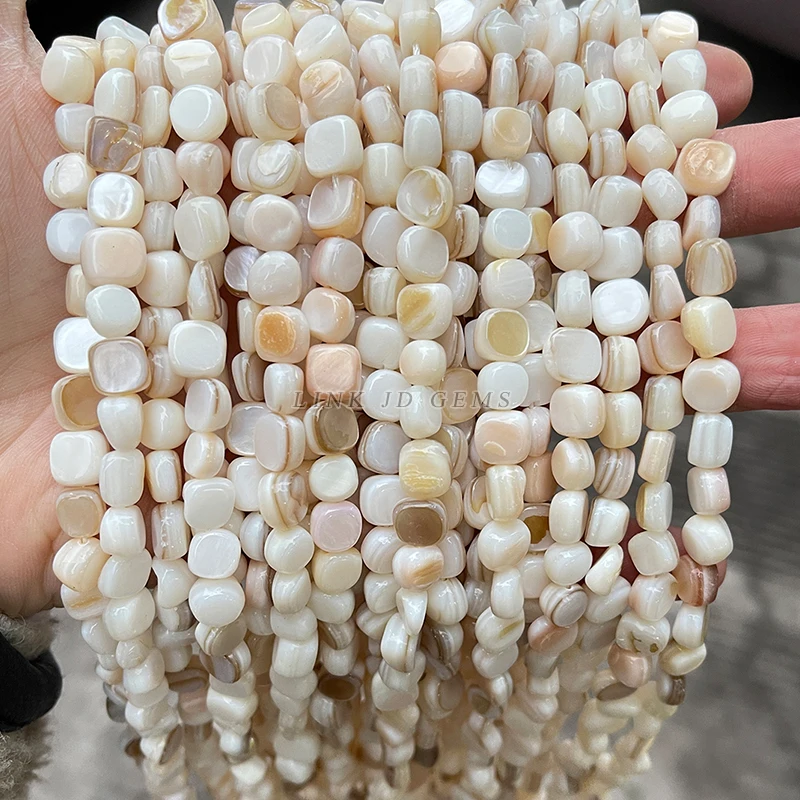 Wholesale 7-8*4-5mm Natural White Irregular Shape Mother of Pearl Shell Beads Strand for DIY Jewelry Making