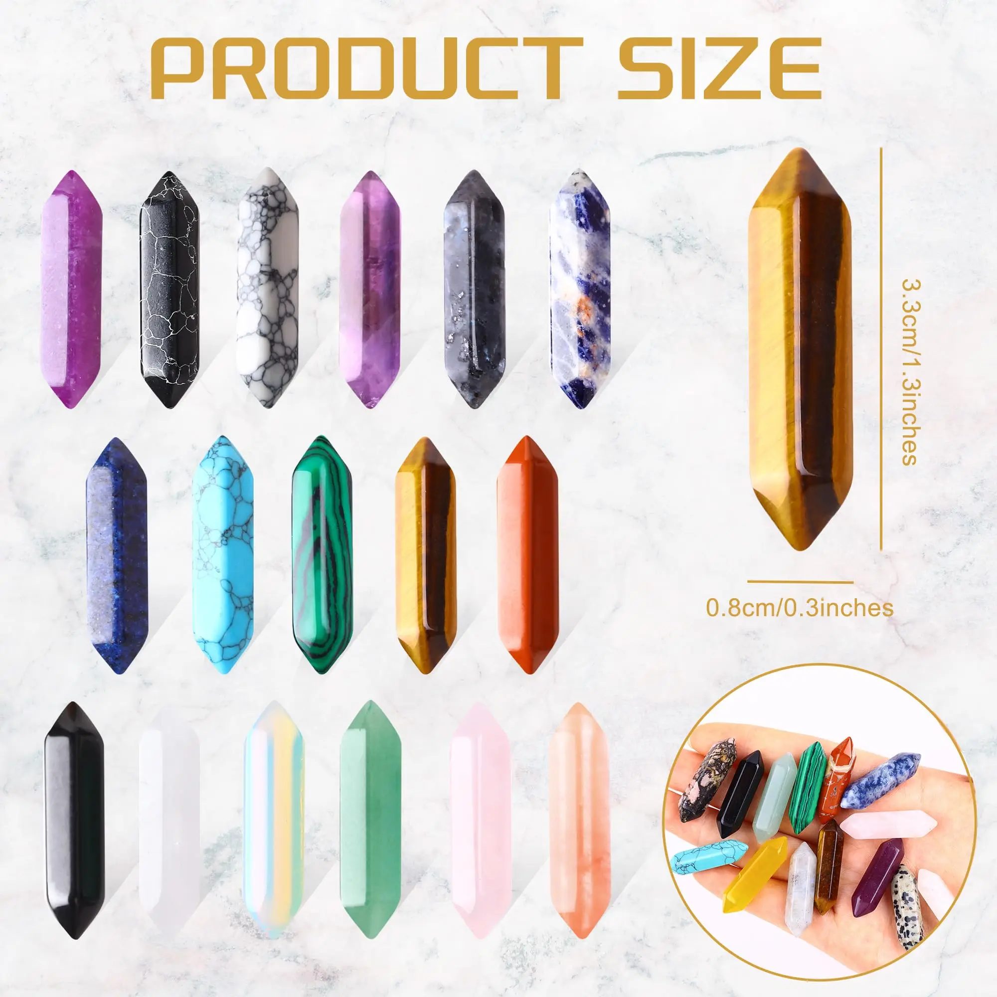 Top Natural Polished Hexagonal Pocket Gemstones Reiki Energy Balancing Chakra Meditation Stone Beads Healing Crystals Sets Gift