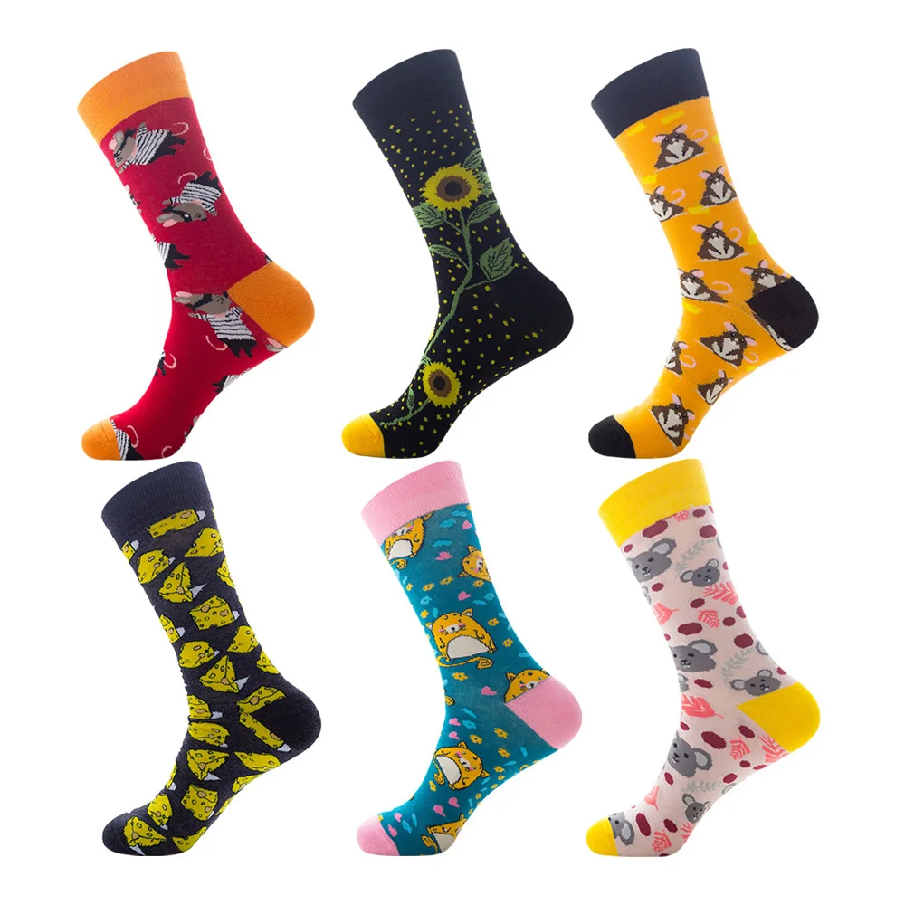 Wholesale Custom Fashion Design Colorful Festival Crazy Funny Men Dress Print Jacquard Socks