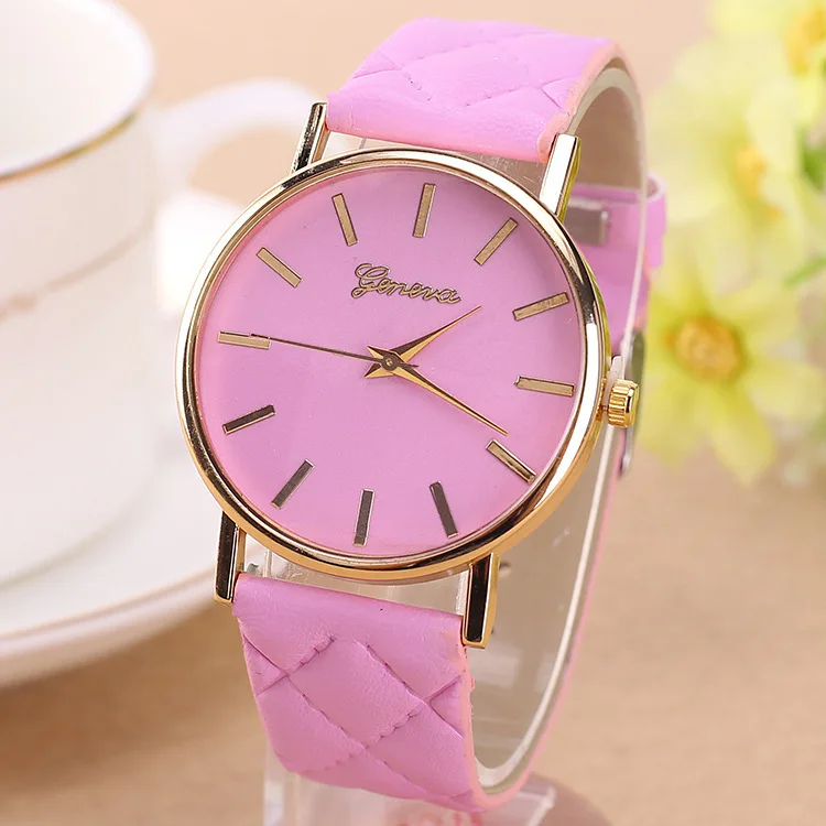 Geneva watch custom name watches PU belt lady clasp for watch wholesale