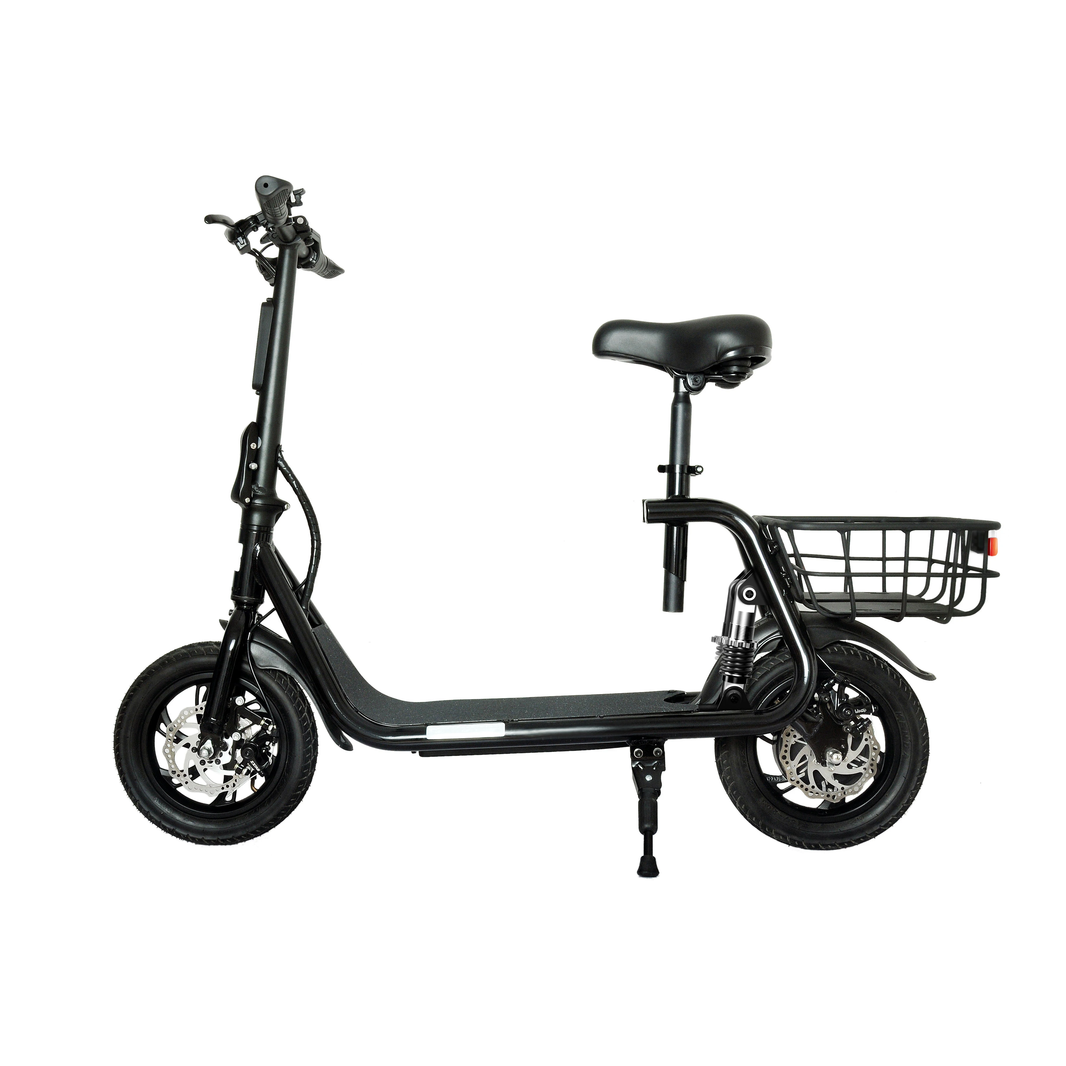 Gyroor New style electric bicycle half Folding Electric folding bike adult battery car with basket and wide pedal