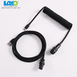custom techflex GX16  aviator usb c coiled mechanical keyboard cable aviation spring Double sleeves type-c coil