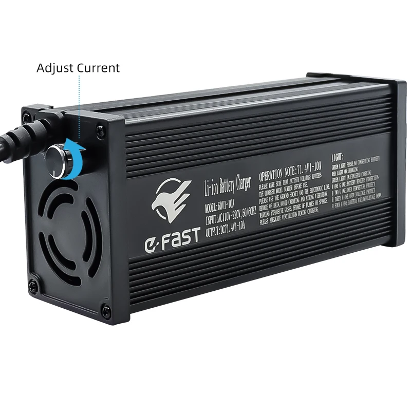 E-Fast Current Adjustable Electric tricycle car charger 72 volt Li-ion Lithium Battery Charger 48V 60V15A 100AH charger