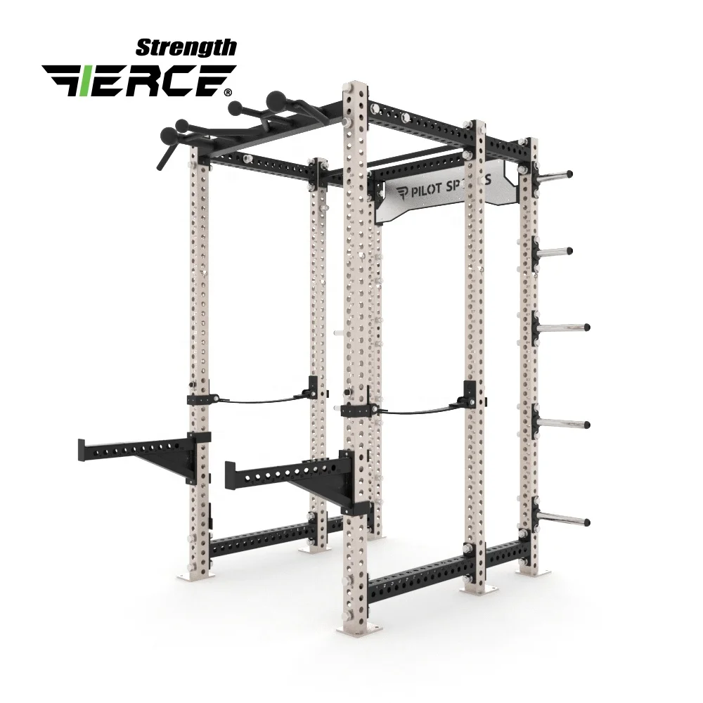 Gym Equipment 6 Post Power Rack Power Cage With Multi-Grip Pull Up Bar And Weight Plate Pin Attachment