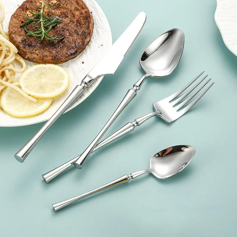 Factory Direct OEM ODM Luxury 18/10 Stainless Steel Silverware Fork Spoon Knife Set Flatware Cutlery Set