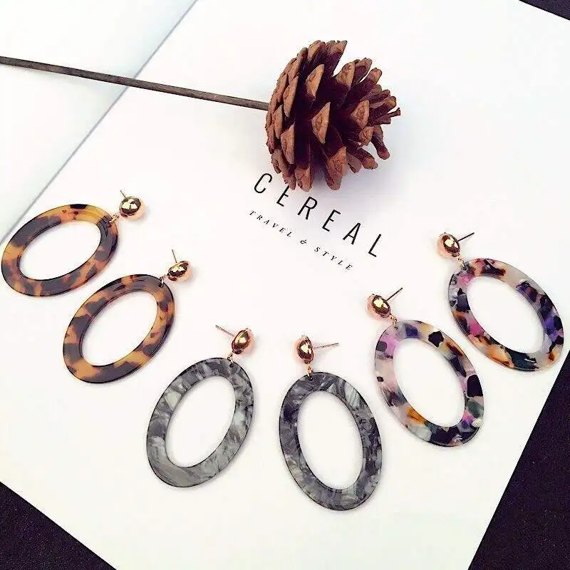 Korean version hot selling acetate pattern earrings all-match geometric ladies fashion earrings