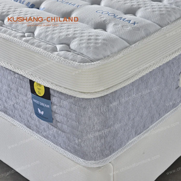 Memory Foam Pocket Spring Mattress Roll Up In Box with Wheels and Handle