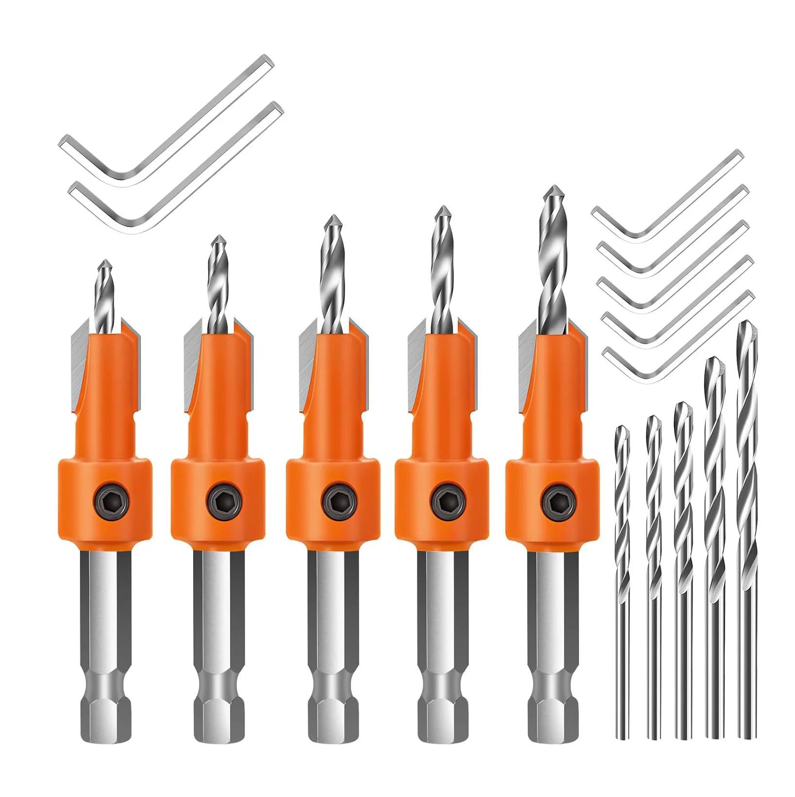 Allen Wrench Hex Shank Tapered Drill Bits Woodworking Pilot Screw Hole Tungsten Carbide Countersink Drill Bit Chamfer
