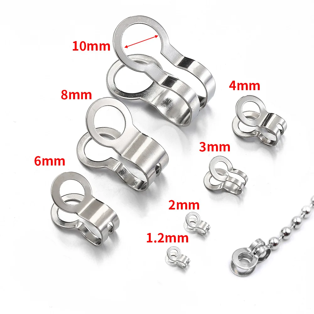 Stainless steel jewelry findings accessories China safety fold over bracelet clasp Ball Stopper chain Connectors Bead Tip Clasp