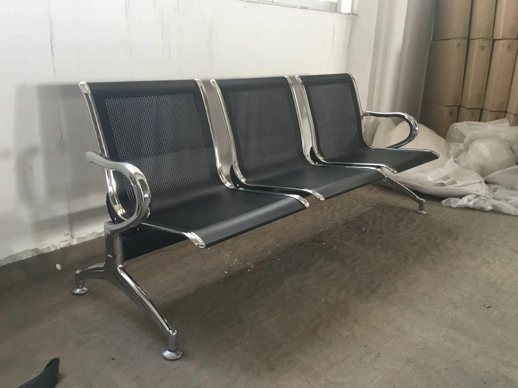 Airport chair 3 seat steel public waiting chair for park/ bus station airport waiting chair