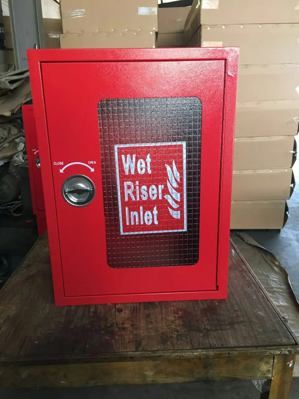 Fire land valve cabinet, fire hydrant outdoor breech inlet cabinet with glass window, wet riser inlet