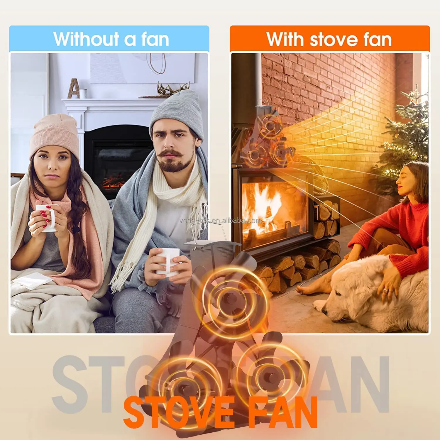 Heat Powered Stove  Wood Log Burning Fireplace Eco Heater Tool Heat Furnace Stove Fan