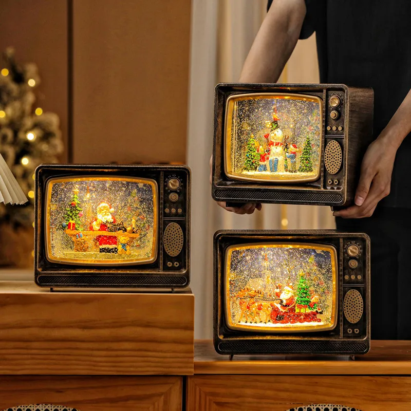 Новые товары рождественские украшения детские подарки снежный дом TVs-форма светодиодная музыкальная шкатулка