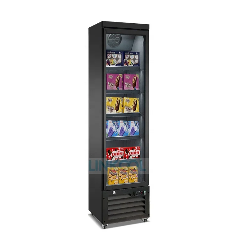 Aluminum alloy door frame ultra-thin vertical glass display refrigerator freezer ice cream display freezer