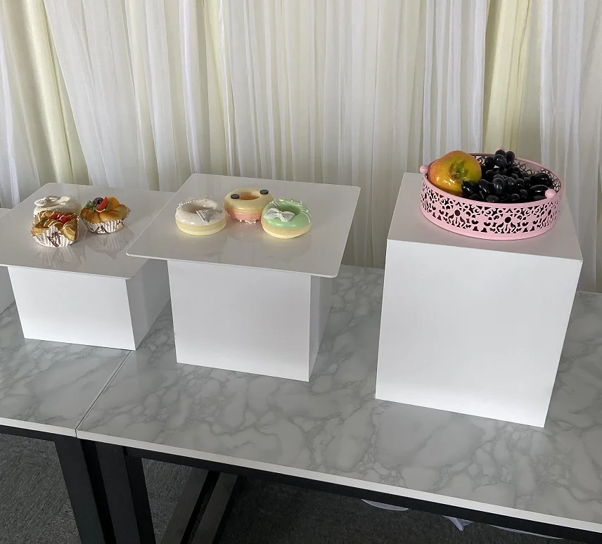 Wedding Party Decoration Display Acrylic Food Display Stand White Buffet Acrylic Food Display Risers Cubes