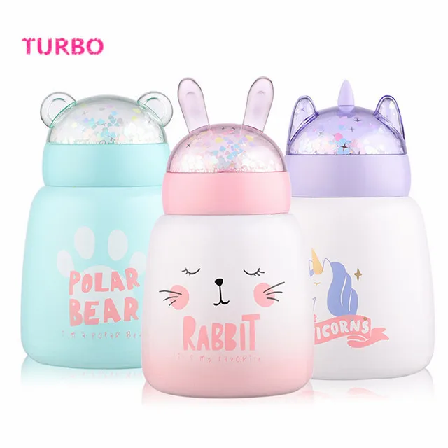 promotional Christmas drinkware Austria cartoon animal printed 300ml stainless steel insulated water bottles for school kids