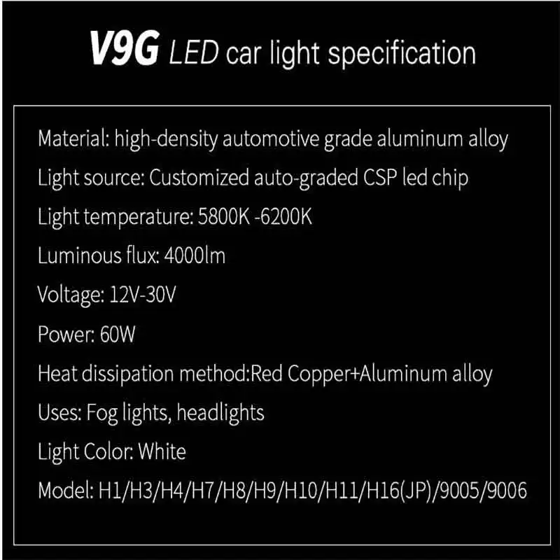 1:1 size Replace halogen bulb Plug and play  H7 LED car light bulb 60W 8000lm led Auto Lamp H1 H4 H7 LED Headlight Bulb For VW