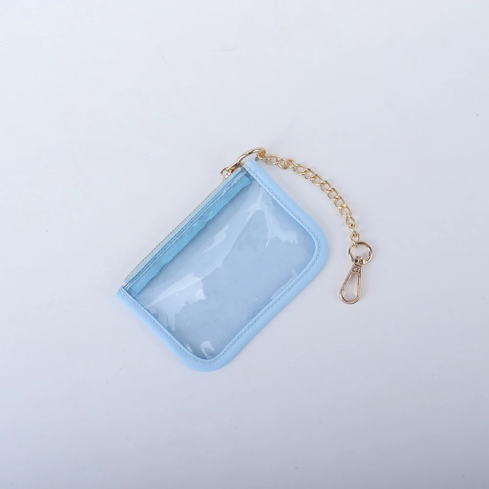 Custom Small Wallet Plastic Transparent Mini Pvc Zipper Keychain Credit Card Holder Coin Purse Card Holder Clear Coin Purse