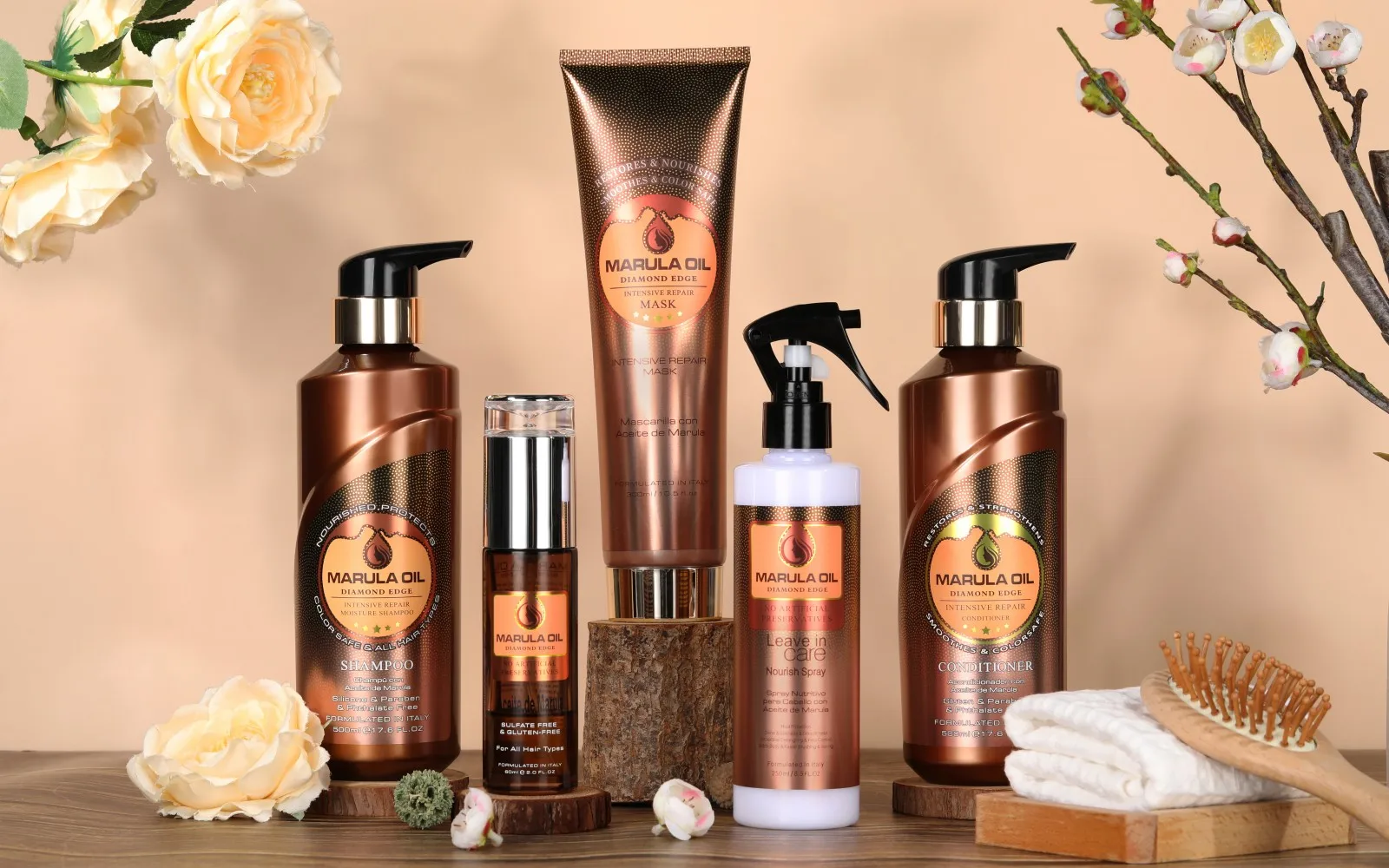 Private Label Anti Frizz Hair Treatment Marula Oil Hair Smoothing Serum Keratin Organic Hair Oil