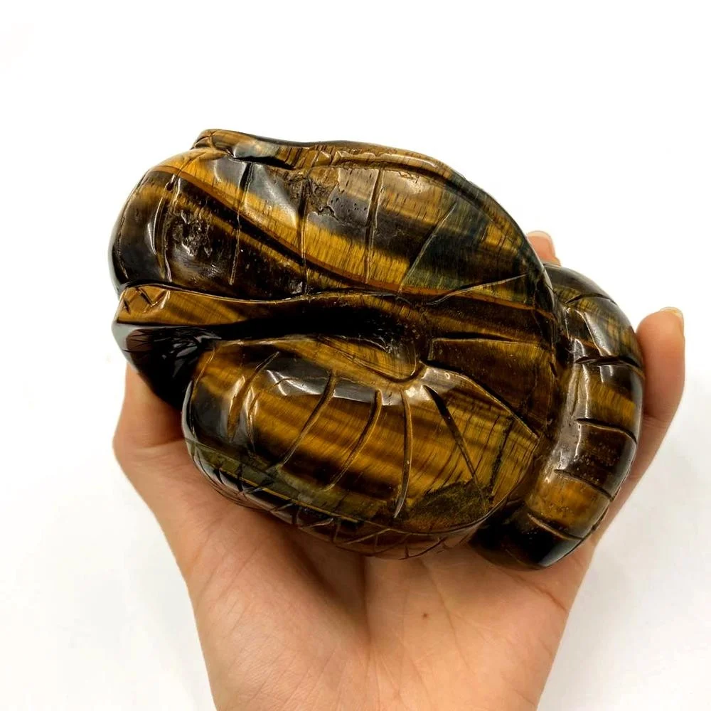 High quality natural crystal carving animal art sculpture gemstone folk crafts tiger eye crystal snake for decoration