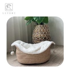 Luxury Round Houses Long Wool Puppy Kennel Kitten Washable Cushion Pet Dog Beds & Accessories