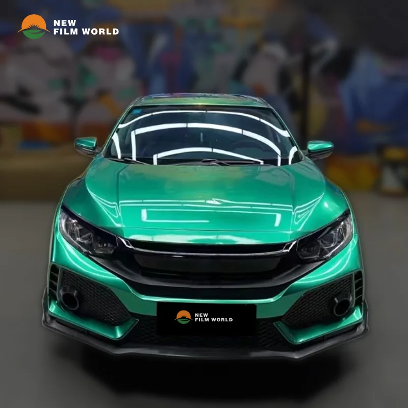 PET Gloss Metallic Emerald Green Car Wrap Film car wrapping film vinyl Stickers High Glossy car wrap vinyl film
