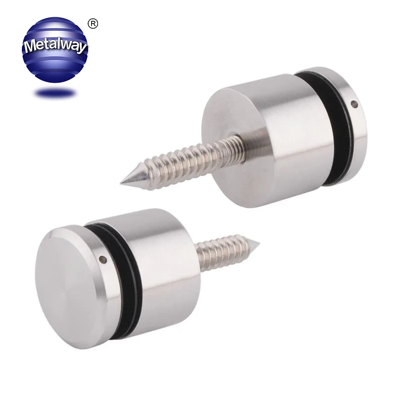 Glass Balustrade Stainless Steel Railing Design Black D 38 mm Adjustable Glass Standoff for 16 mm glass railing staircase