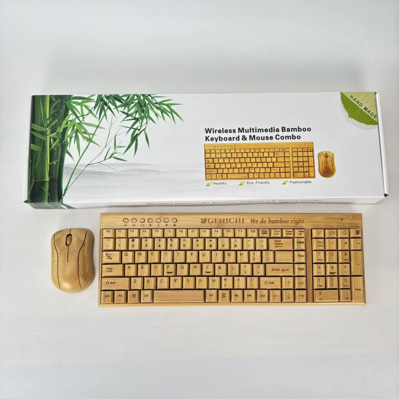 Keyboard Manufacturer Custom OEM Bamboo Wooden Wireless USB Keyboard PC Computer Laptop Keyboards for Smart TV