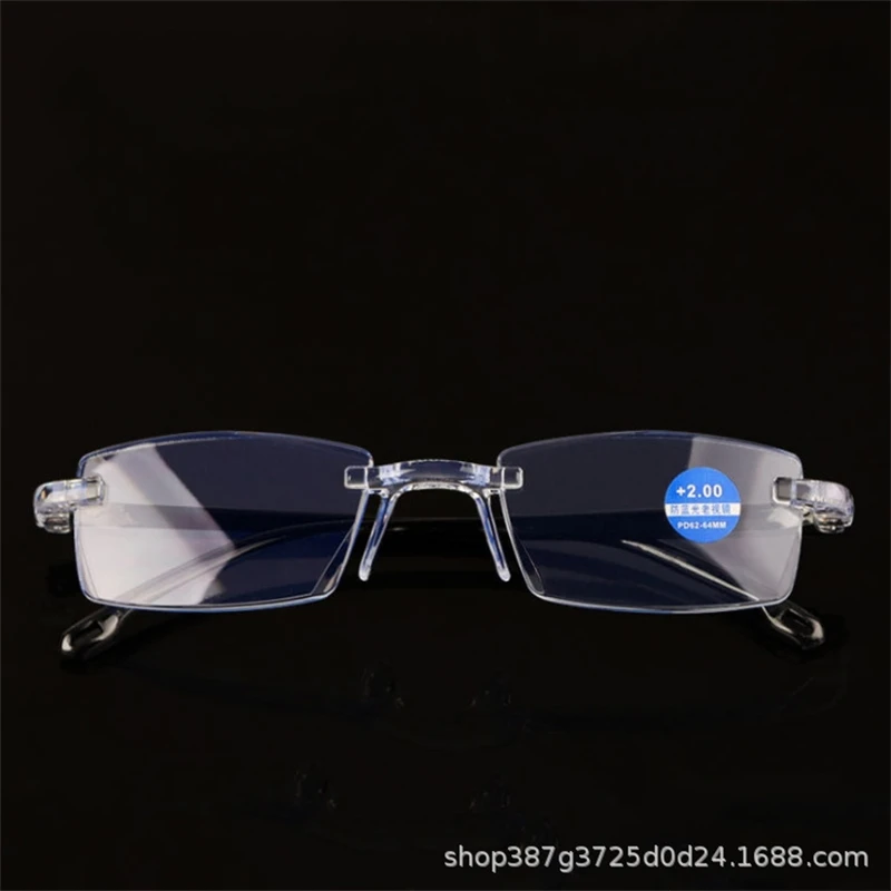 Fashion Trimming Elegant Glasses Rimless Men Woman Anti Blue Light Reading Glasses H1198