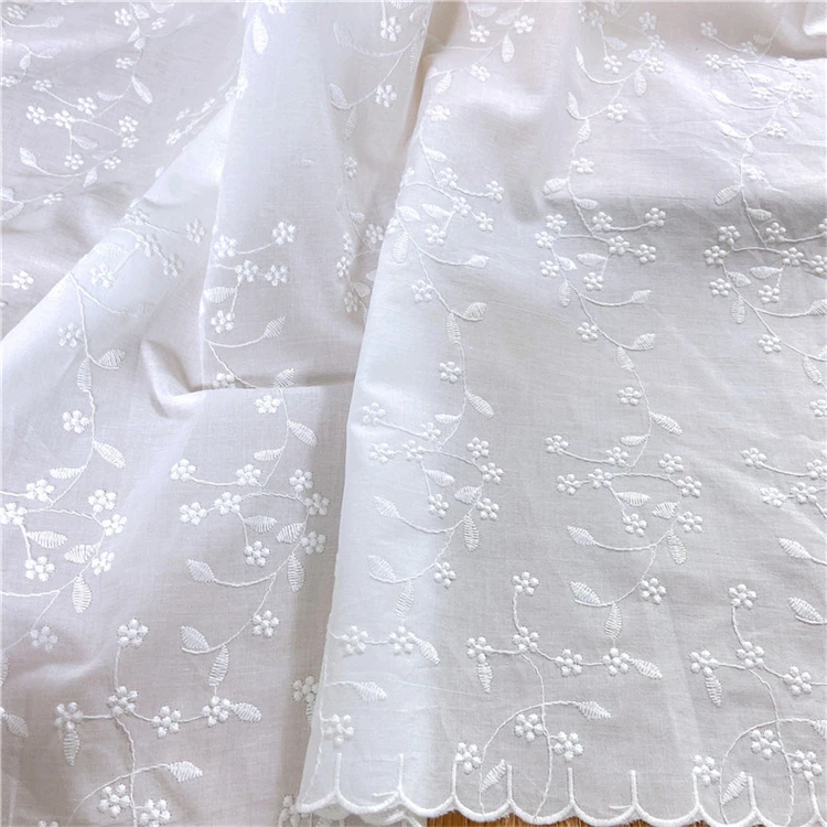 Wholesale Poplin Home Textile Fabric For T-Shirt Flowers Jacquard Fabric 100% Cotton Lace Fabric