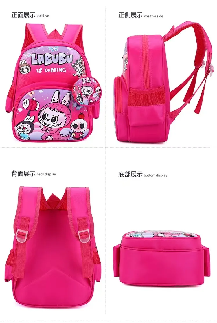 Hot 3D Labubu Cartoon Student Schoolbag With Coin Purse Large Capacity Backpack Kawaii Bag Cute Shoulder Bag Children Stationery