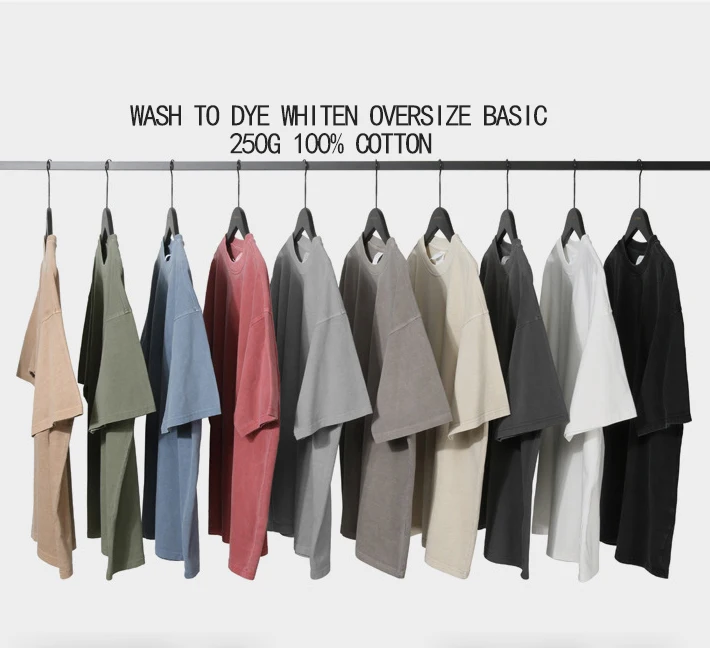 ZMT2203 wholesale acid wash big t-shirts  250g 100% ring spun cotton pigment dyed oversized men vintage style t shirt