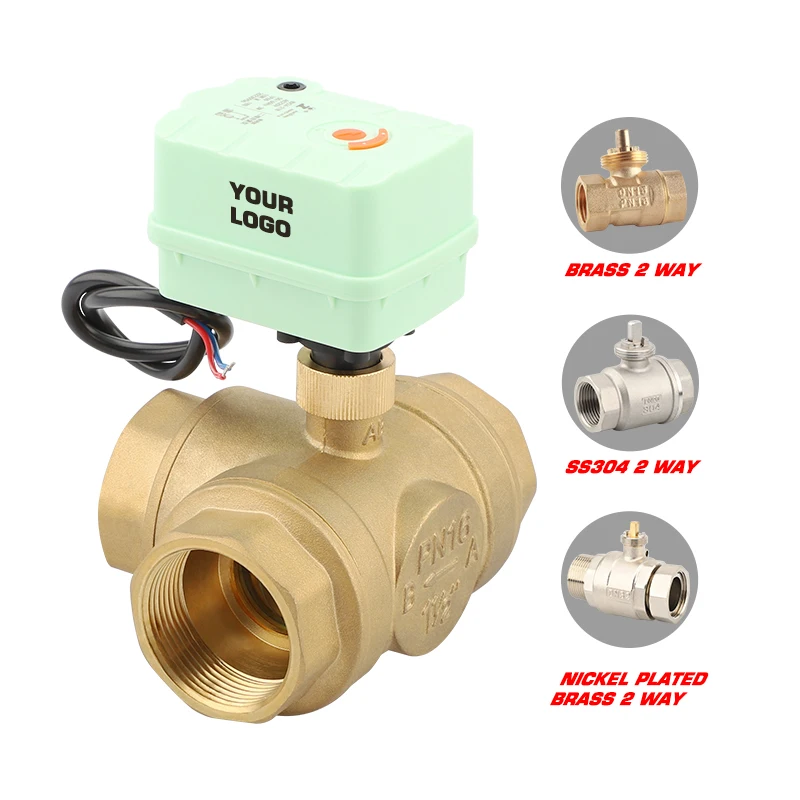 OEM Customizable 3-Way Brass Water Valve Solenoid Electric Control Device Ball Structure General Application Power Pipe Diverter