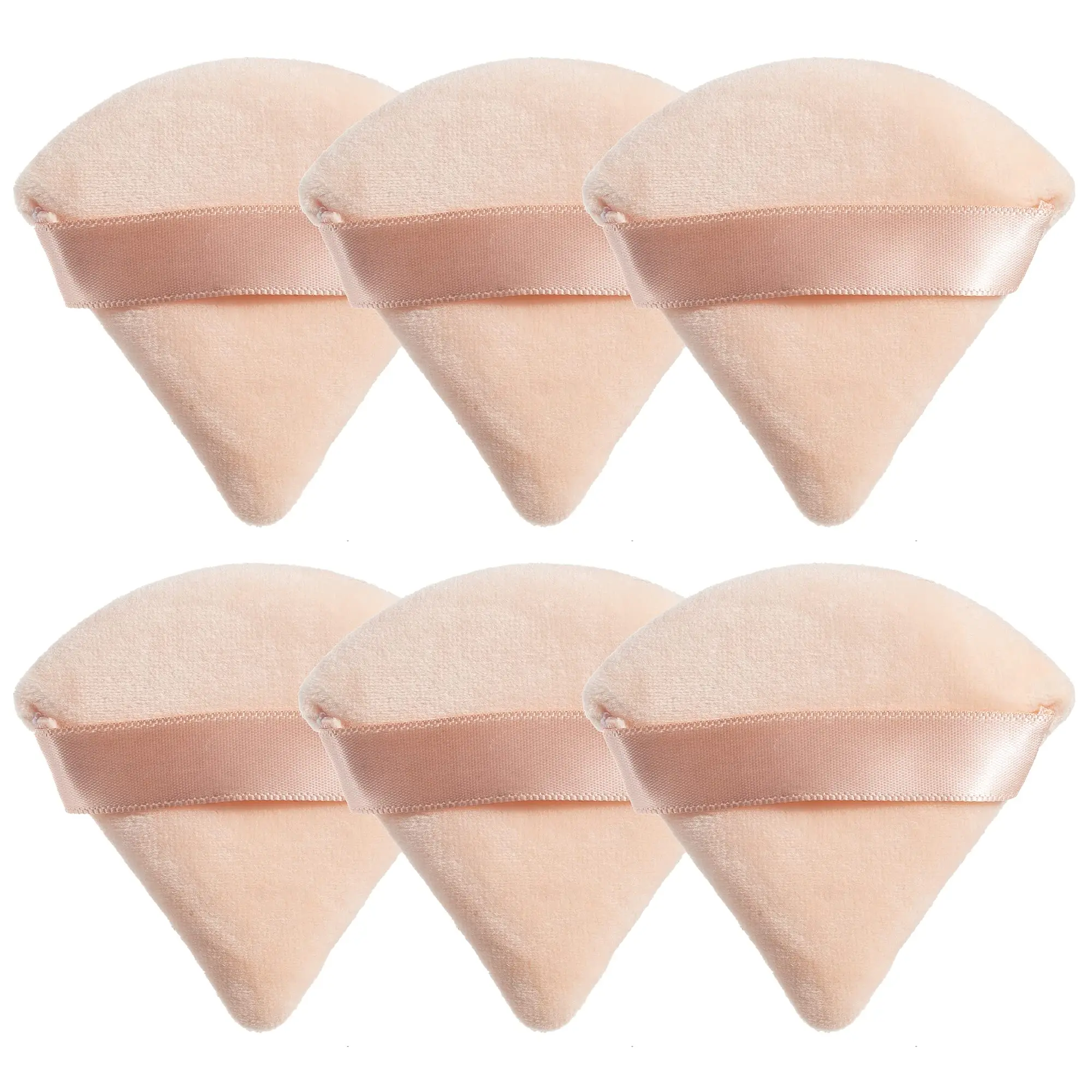 Triangular Velvet Setting Dry Powder Applicator Super Soft Double Sided Cushion Short Pile Flocking Powder Puff Makeup Sponge
