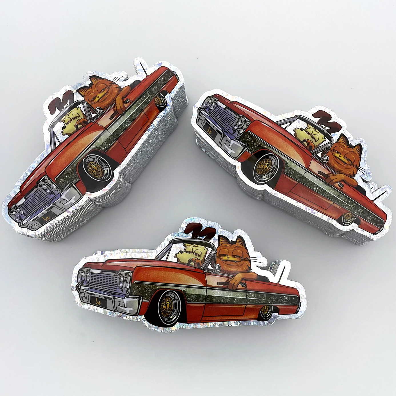 Custom Printing Weatherproof Crackle Laser Holographic PP outdoor Sticker Car Bupmper Die Cut Sticker