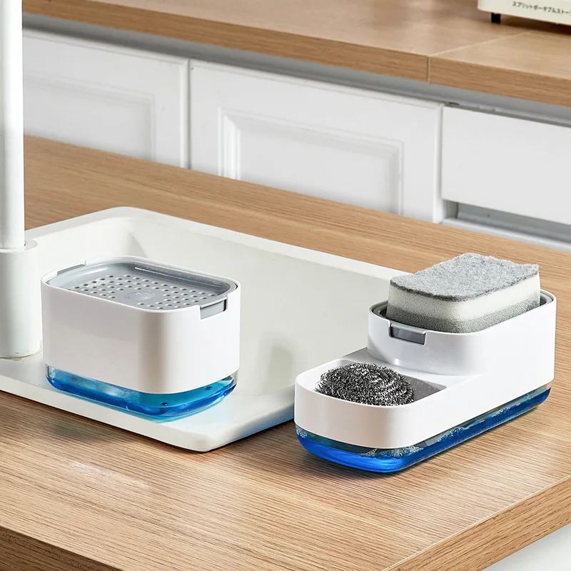 Hot Selling Liquid soap dispenser pump caddy sponge scrubber detergent dispenser box plate automatic box