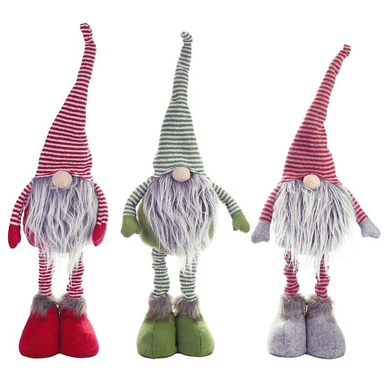 Kids Children Toys Elf Holiday Gift Christmas Doll Striped Home Standing Table Gnome Decoration Figurines Plush Faceless Swedish