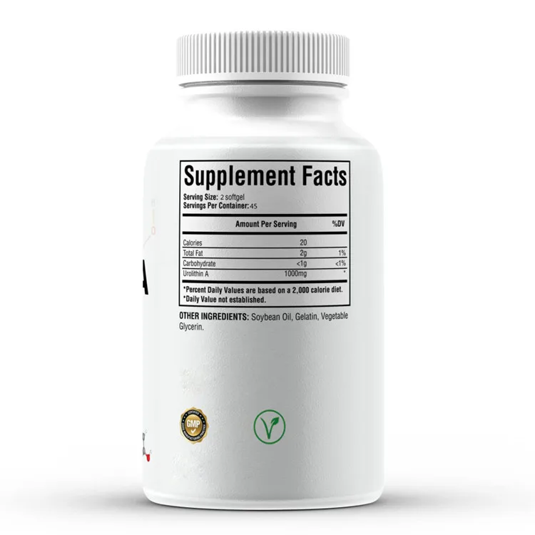 Private Label OEM 1000mg Urolithin A Capsules Softgels Urolithin A Powder for Energy Supplement