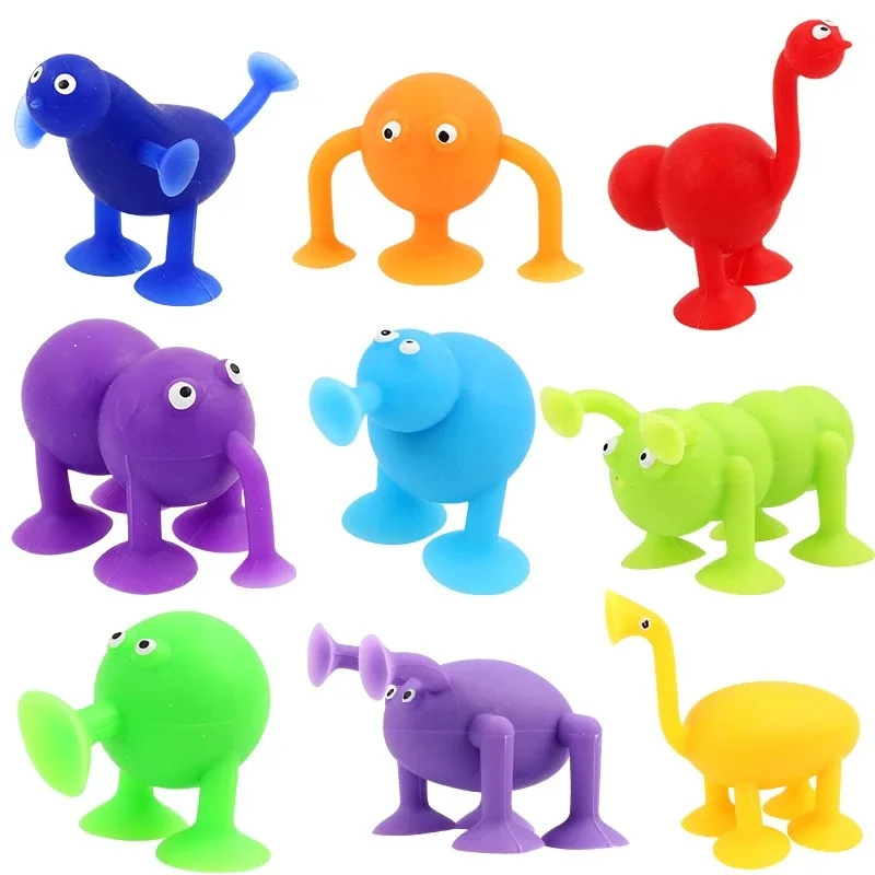 animal sucker toy Sensory Silicone Animal Suckers Mini Sucker Suction Cup Dolls Marine Land Animal Cupule  Action Toy