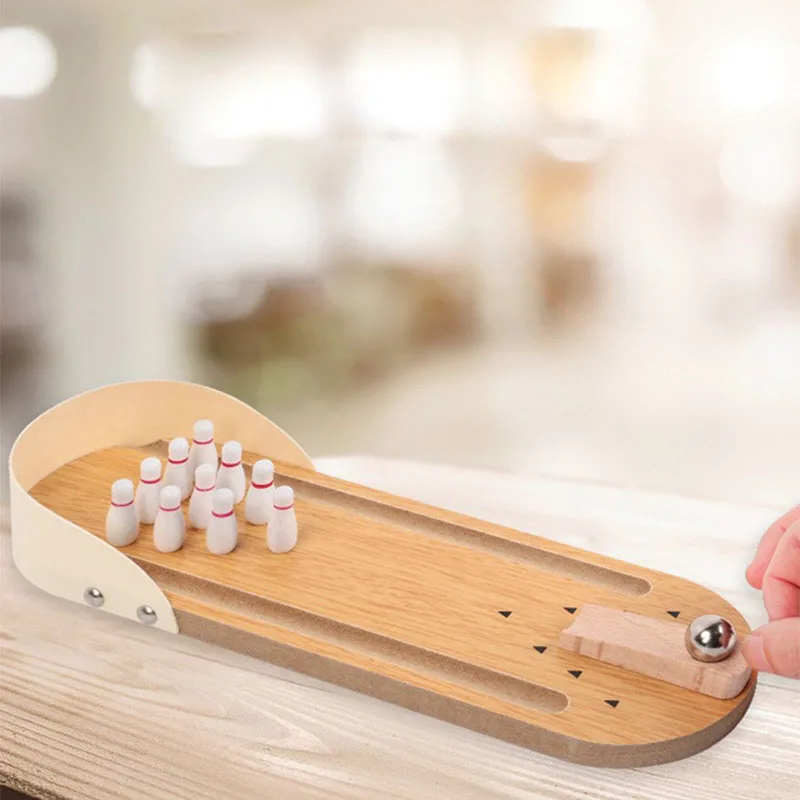 Mini Bowling Game Set with Bowling Alley Board for Adults and Kids Stress Relievers Desktop Bowling Toy