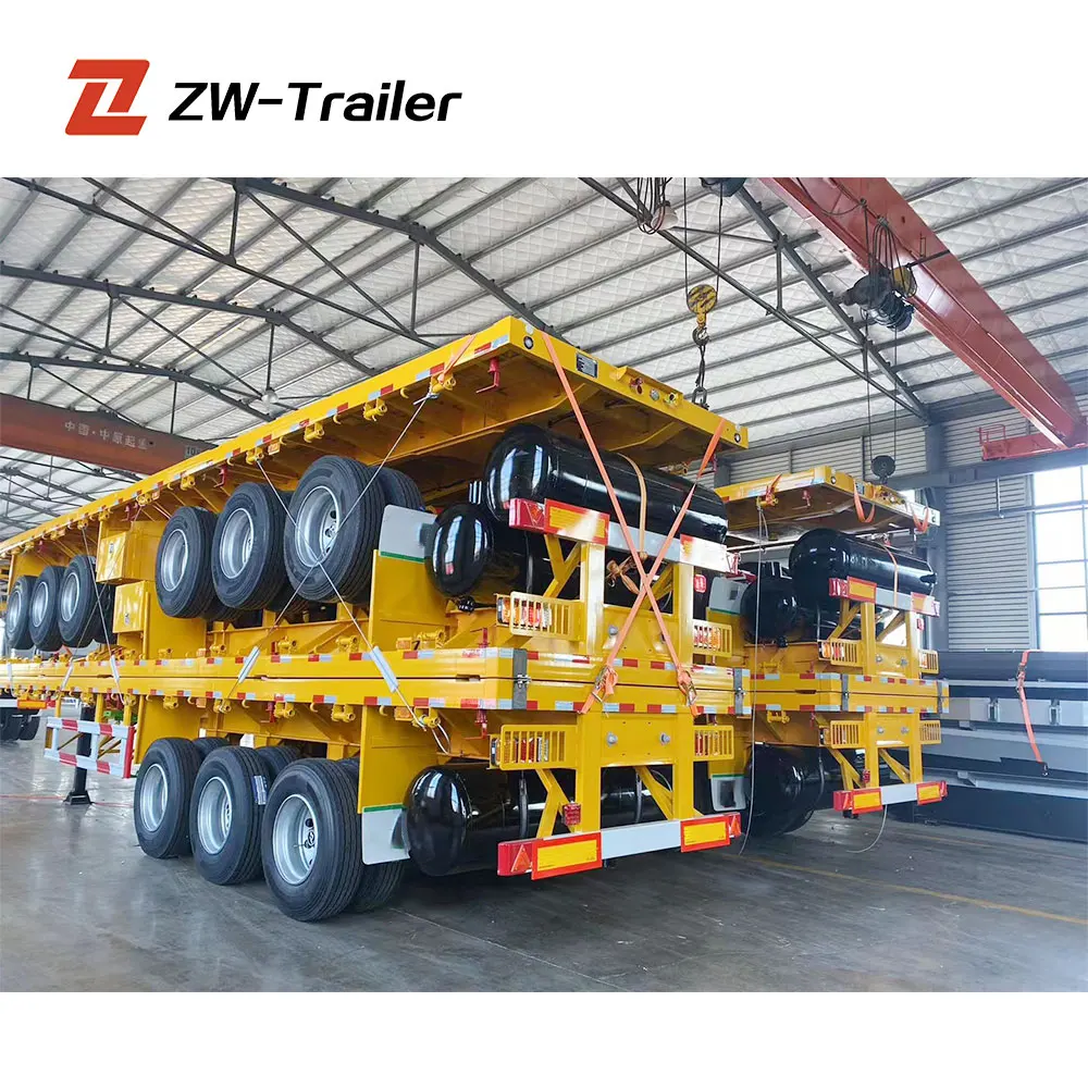 ZW Group 3 axle 40ft Container Semi Trailer flatbed semi-trailer for UAE