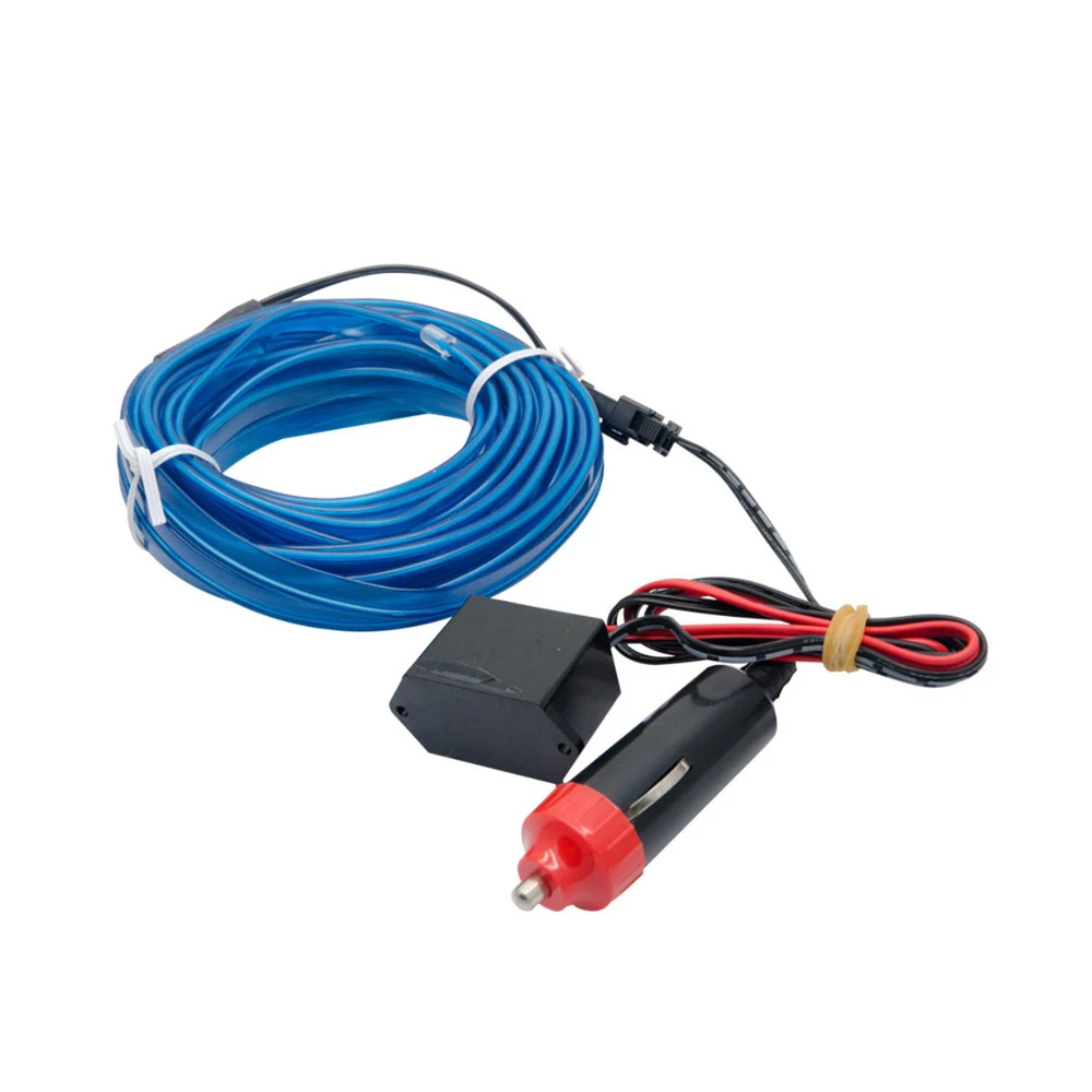 2M Car Interior 12V EL Wire Ambient Atmosphere Light Decoration Blue LED Lamp