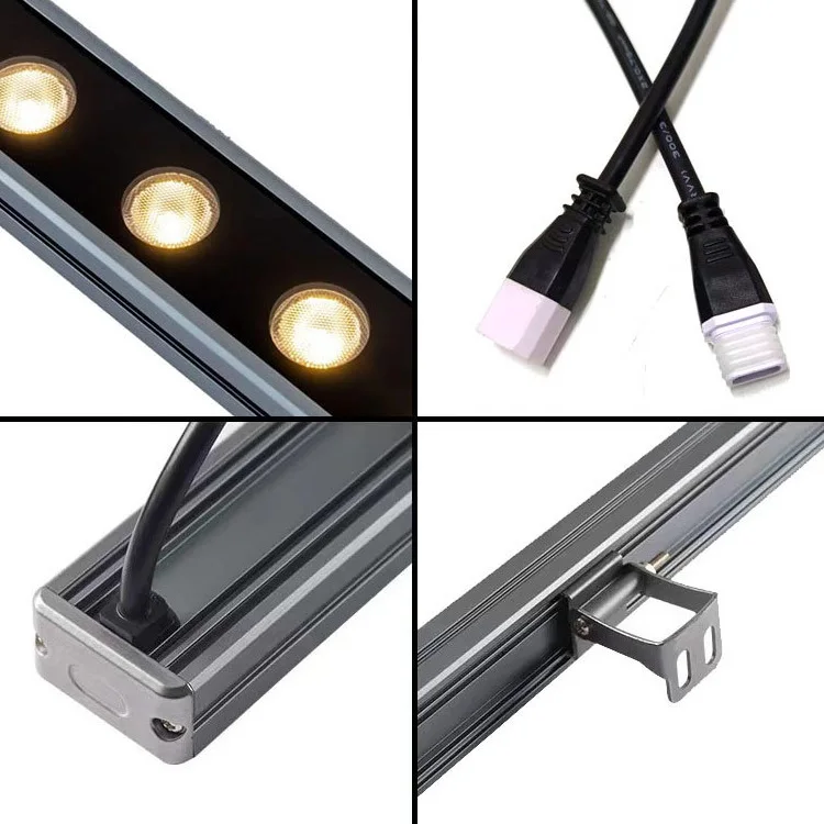 Outdoor Waterproof IP65 Wall Wash Lamp Aluminum Profile Linear Strip Bar 24V 36W 48W DMX512 Control RGB Led Wall Washer Light