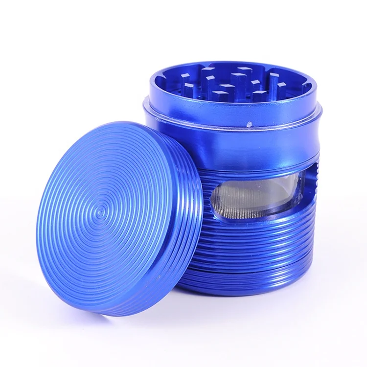 Wholesale Custom OEM 2.5 Inch 4 Layers Fancy Circle Aluminum Alloy Tobacco Herb Grinder Grinder With Window