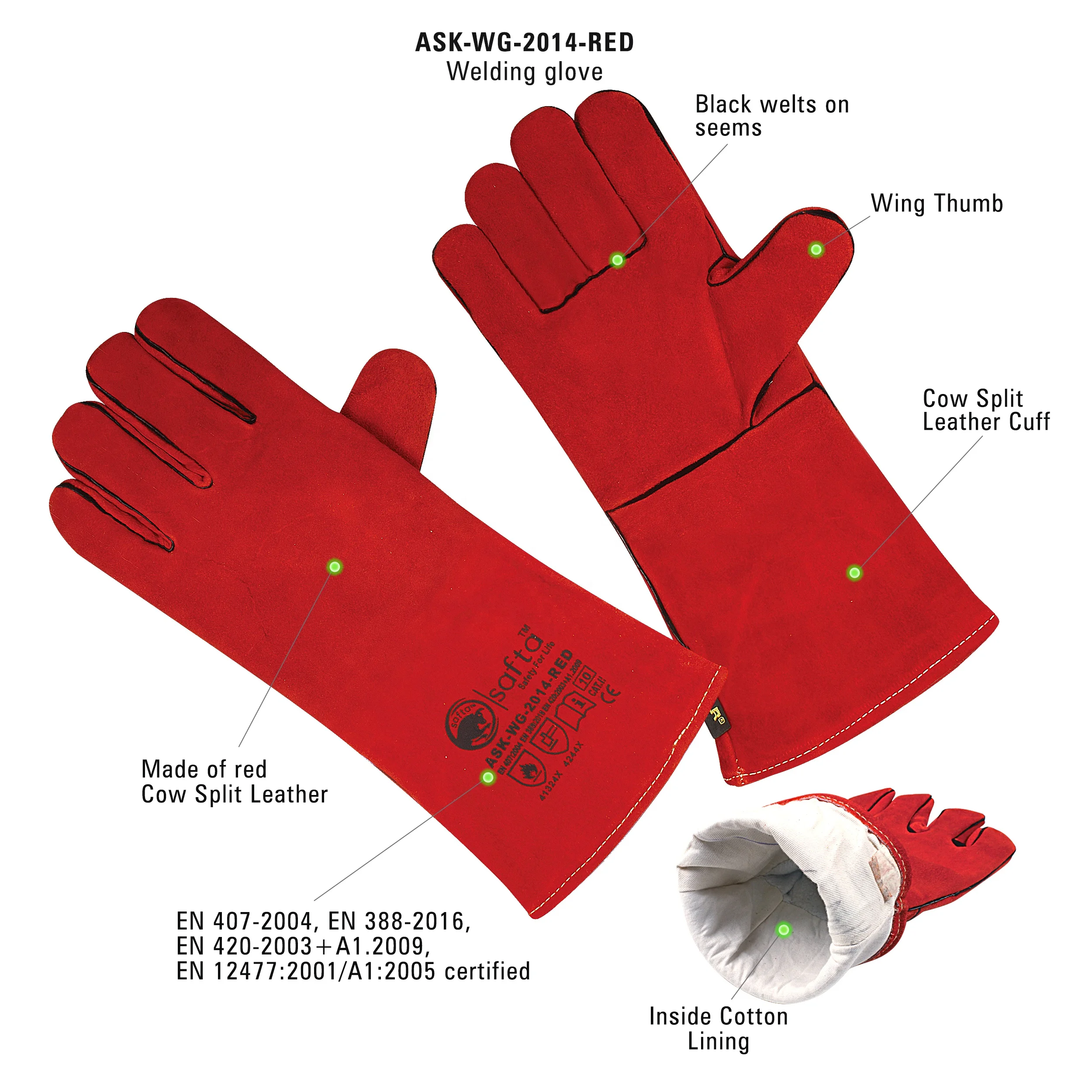 EN388 EN420 EN407 Red Welding Gloves for Mechanics Tig Mig Welding Gloves Welders Heat Resistant Gloves
