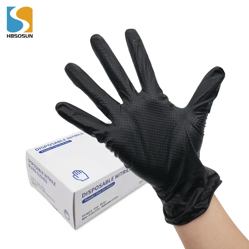Hot selling product high quality  best price diamond pattern nitrile gloves work with Non-slip Touch Screen
