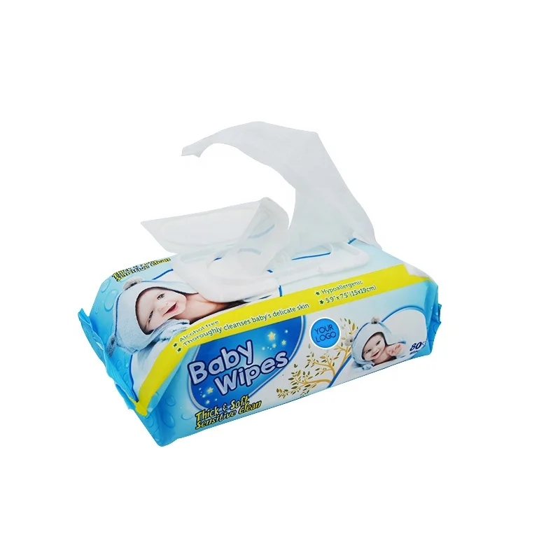 Cheap custom 80 100 pcs soft pack alcohol free skin care super soft non-woven cotton cat dog baby wipes soft and gently