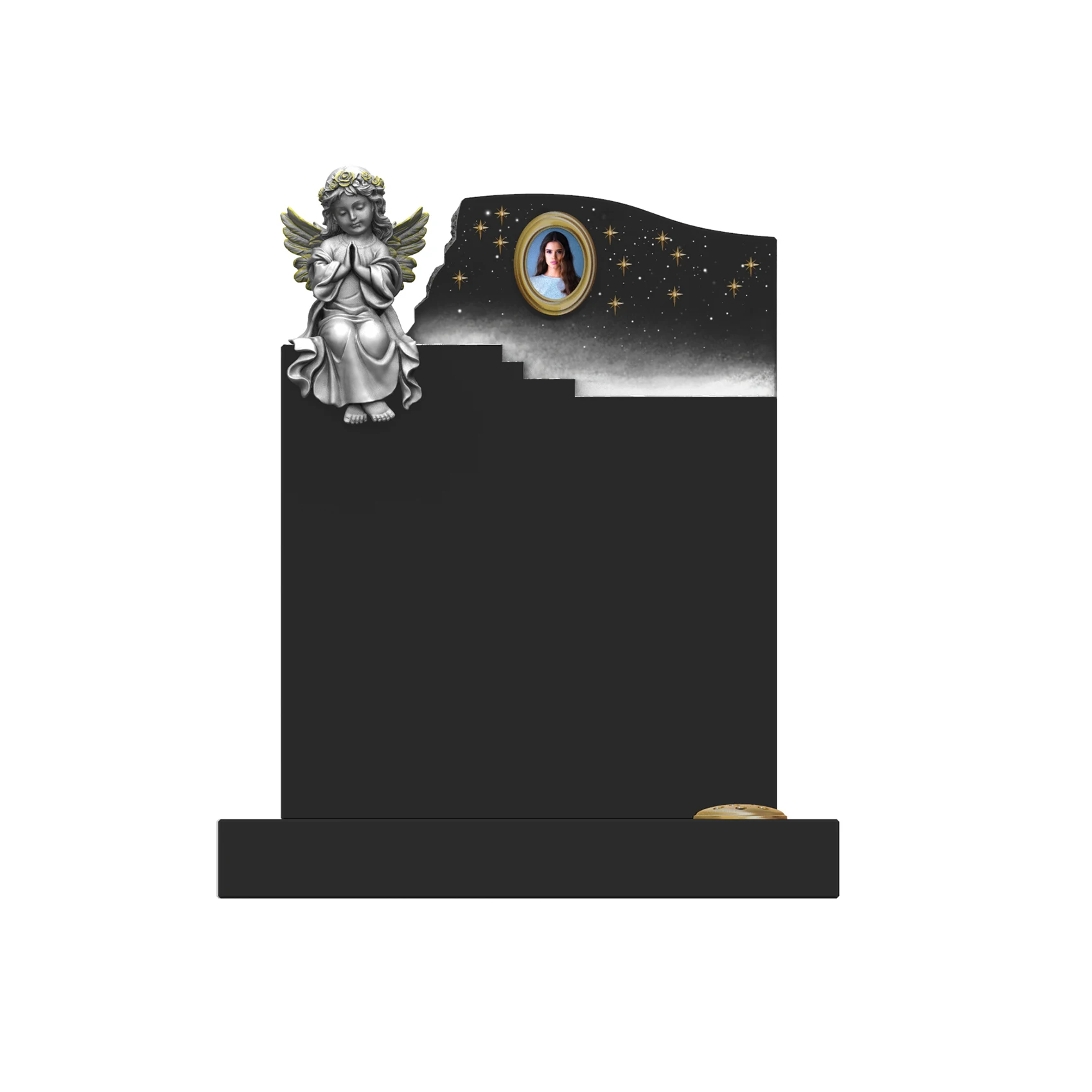 Germany Stone Black Granite Memorial Cemetery Angel Engraving Tombstone for Babies