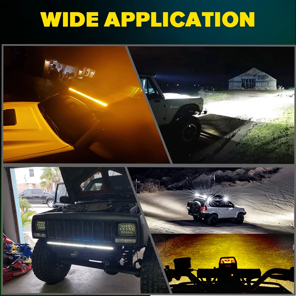 Dual Color Strobe White Amber Single Row Light Bar with 6D Driving Fog Light Off Road Truck ATV UTV 7inch Slim Led Light Bar