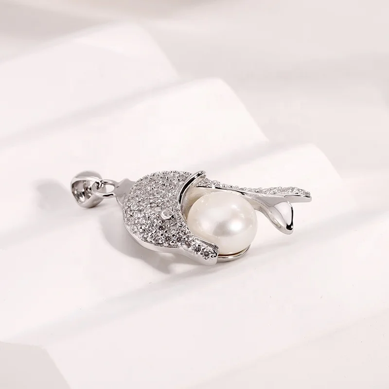 KAMMY 9.5-10mm Classical Versatile Dolphin Light Luxury Jewellery Girl Cute Large Real Pearl Pendant